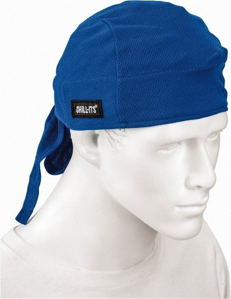 Tie Hat: Size Universal, Blue, Elastic Band, Low-Profile, Machine Washable, Moisture Wicking & Terry Cloth Sweatband
