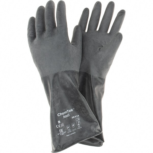 Ansell 38-514-9 Chemical Resistant Gloves: 14 mil Thick, Unsupported 
