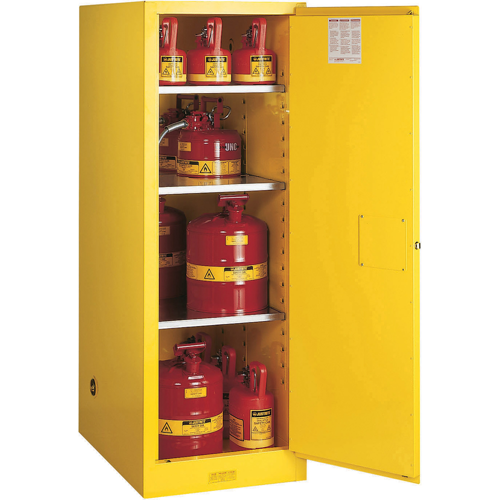 Justrite® Space Saver SelfClosing, 3 Shelves, Yellow MSC