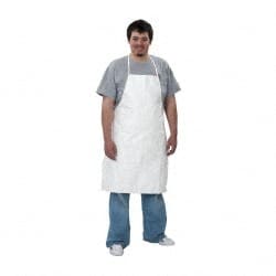 Disposable & Chemical-Resistant Apron:  36" Length,  6.00 mil Thick,  White