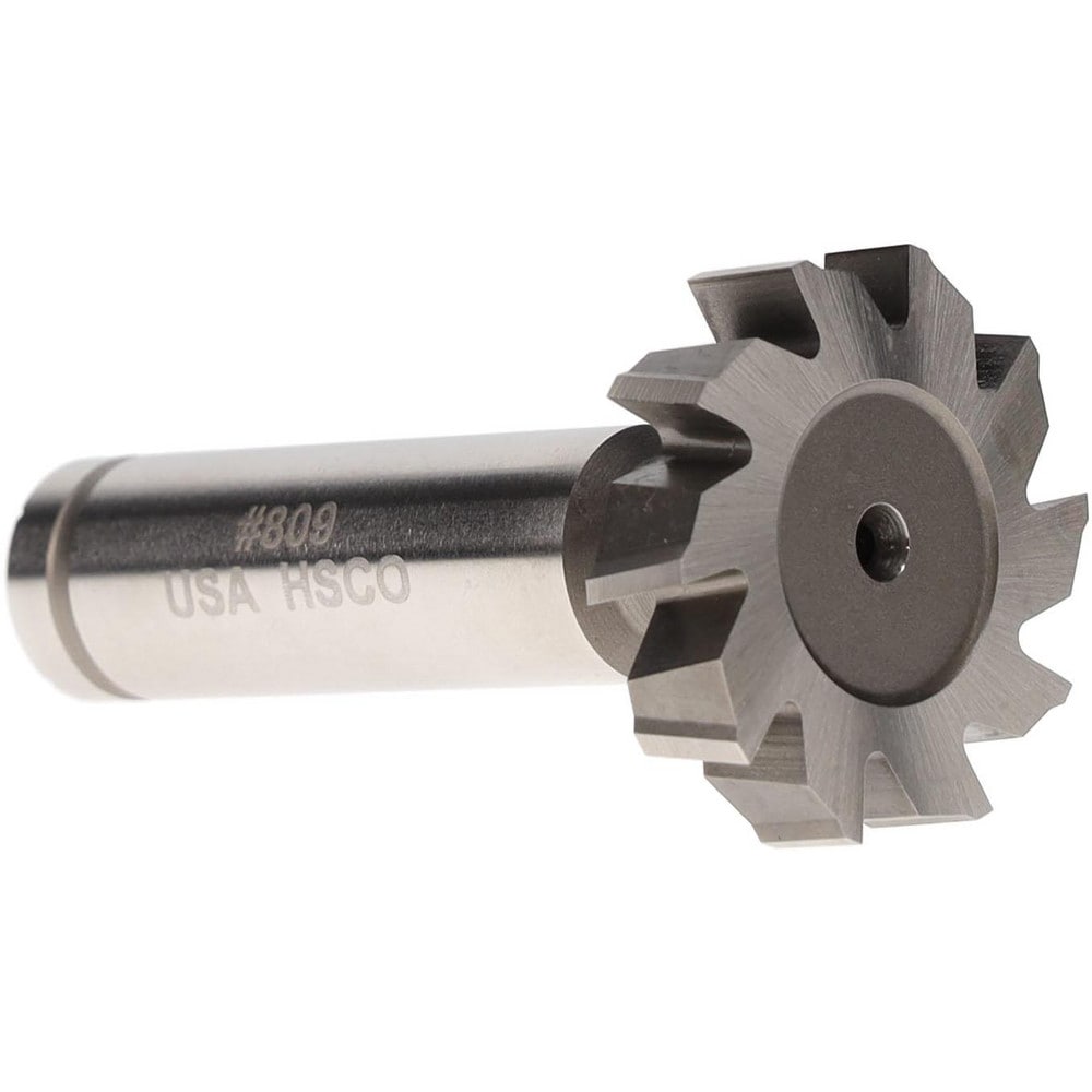 Woodruff Keyseat Cutter: 1.125" Cut Dia, 0.25" Cut Width, 1/2" Shank Dia, Staggered Tooth