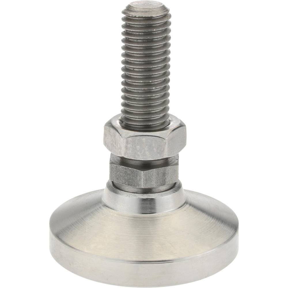 Studded Pivotal Leveling Mount: - 6,000 lb Load Capacity, 2-1/2" Base Dia, Stainless Steel Pad, Stainless Steel Stud