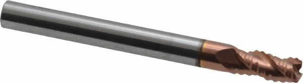 Corner Radius End Mill: 3/16" Dia, 3/8" LOC, 0.03 to 0.035" Radius, 3 Flutes, Solid Carbide