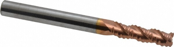 Corner Radius End Mill: 3/16" Dia, 5/8" LOC, 0.03 to 0.035" Radius, 3 Flutes, Solid Carbide