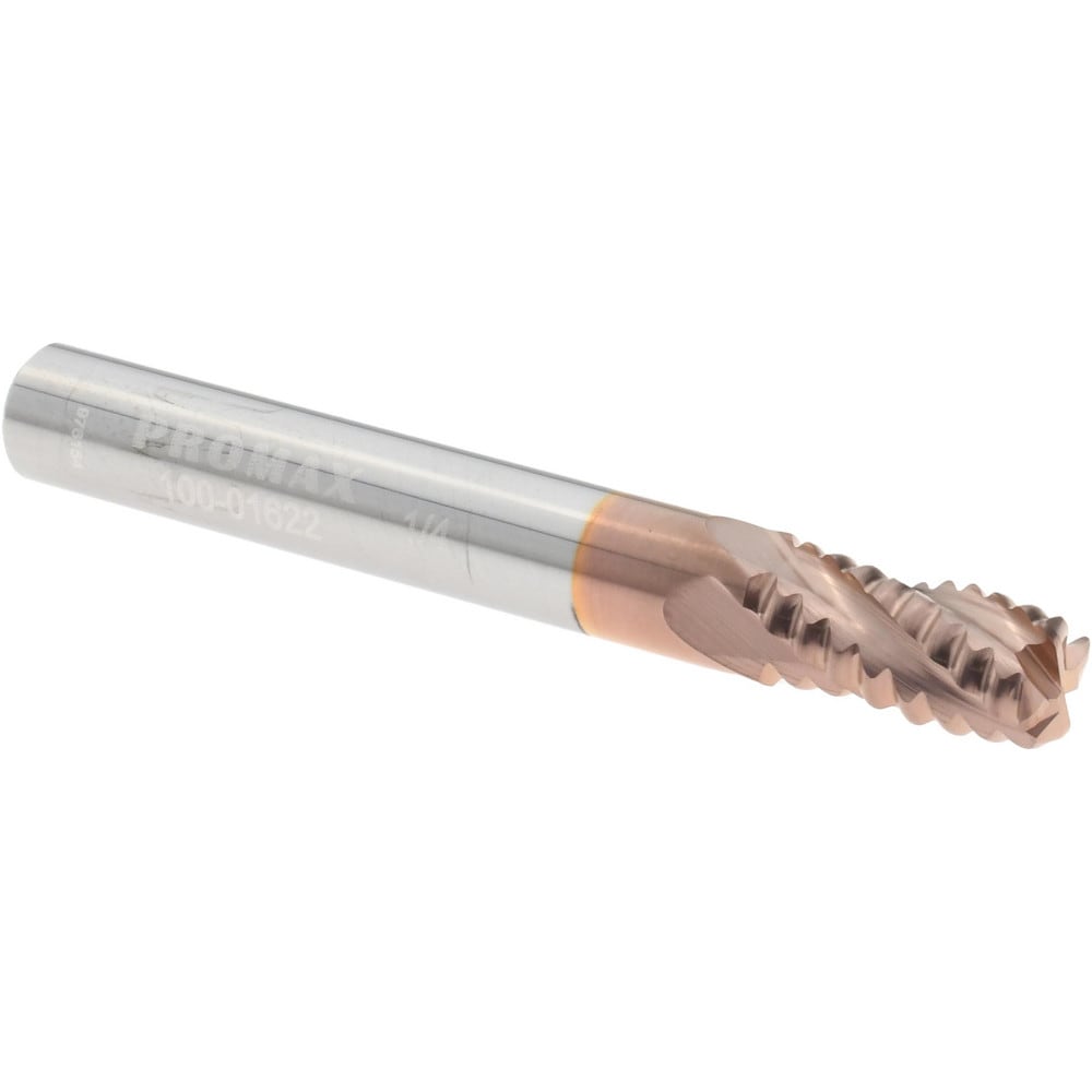 Roughing End Mill: 1/4" Dia, 4 Flutes, Single End