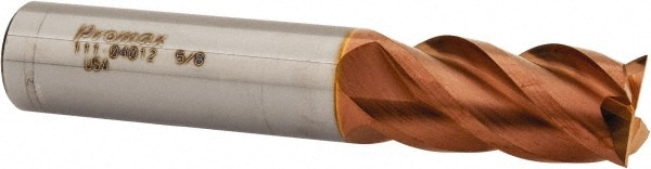 ProMax 111-04012 Square End Mill: 5/8 Dia, 1-1/4 LOC, 5/8 Shank Dia, 3-1/2 OAL, 4 Flutes, Solid Carbide Image