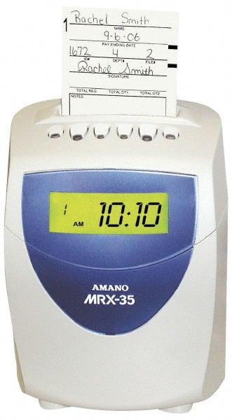 Amano MRX-35/A140 110 VAC, Digital Plastic Automatic Time Clock and Recorder 