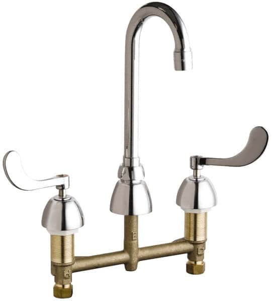Chicago Faucets 786-GN1AE3ABCP Wrist Blade Handle, Wide Spread Bathroom Faucet 