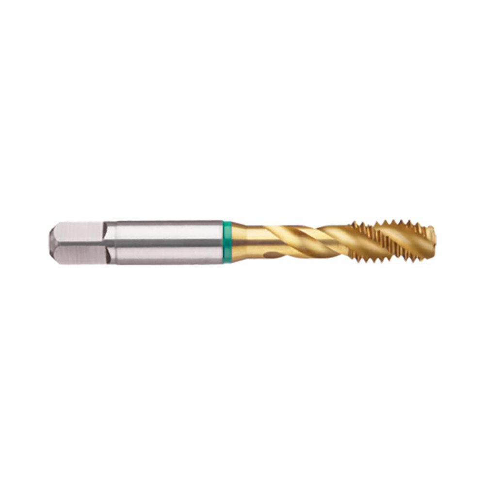 Spiral Flute Tap: 1/4-20 UNC, 3 Flutes, Modified Bottoming, H7 Class of Fit, Cobalt, TIN Coated
