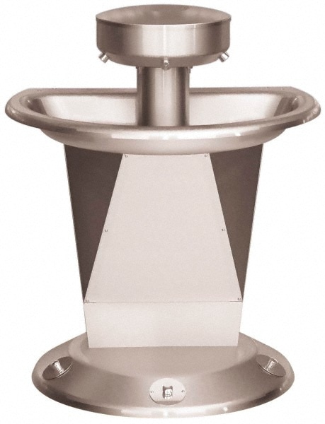 Bradley S93-627 Semi-Circular, Foot-Controlled, External Drain, 36" Diam, 3 Person Capacity, Stainless Steel, Wash Fountain 