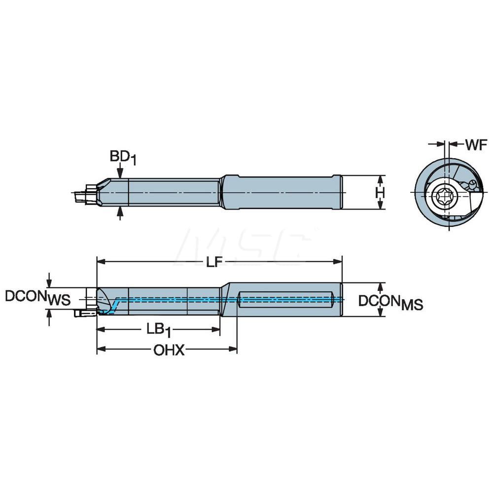 Sandvik Coromant - Indexable Boring Bar: MB-E0500-12-07, 1/2" Min Bore ...