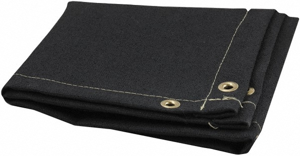 6' High x 6' Wide Coated Fiberglass Welding Blanket - Black, Grommet
