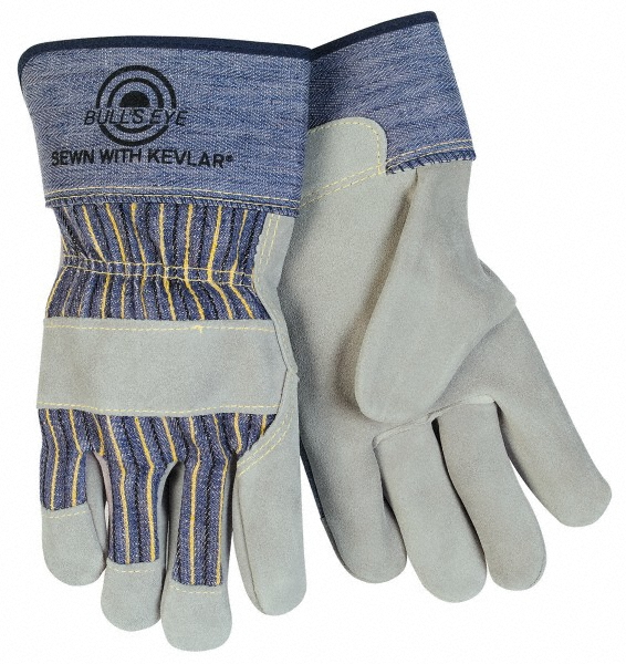 MCR Safety Size L Cowhide Work Gloves - Uncoated, Safety Cuff, Blue/Gray, Paired | Part #1900L