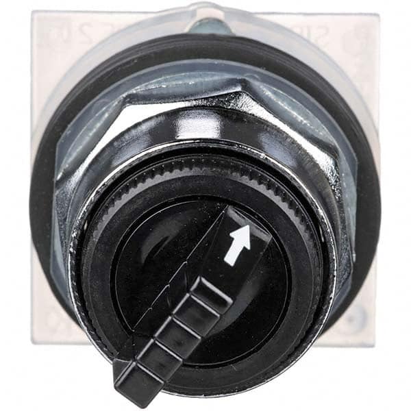 Selector Switch Only: 2 Positions, Maintained (MA), 600V, Black Knob & Push Button