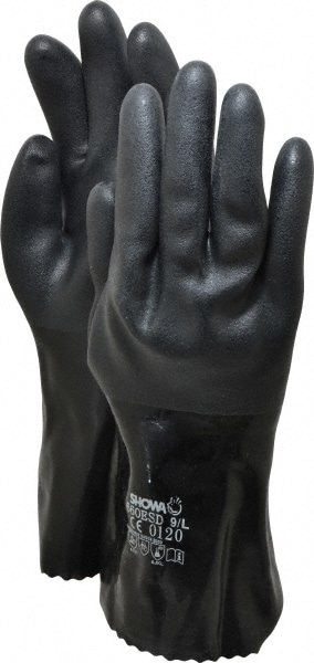 Chemical Resistant Gloves: Large, Polyvinylchloride-Coated, Polyvinylchloride