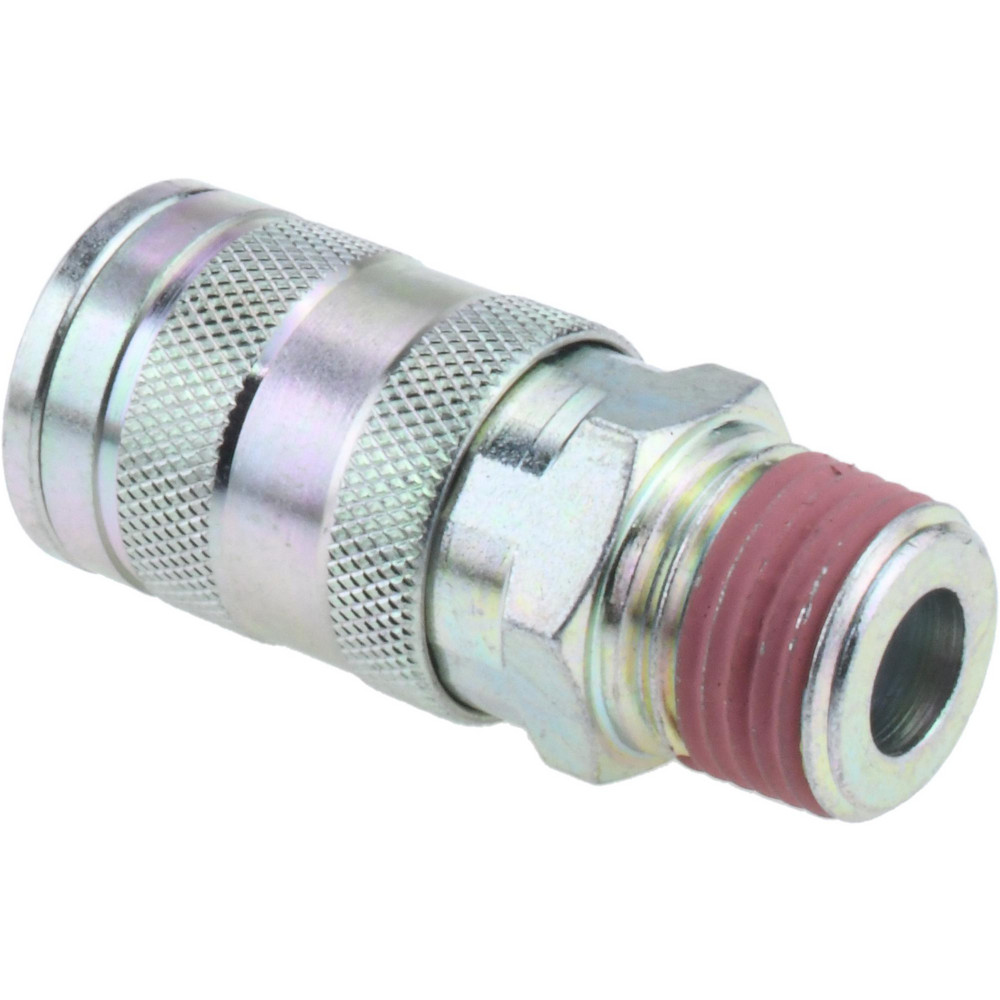 Pneumatic Hose Coupling: 1/2" Thread, 3/8" Body Dia, Industrial Interchange