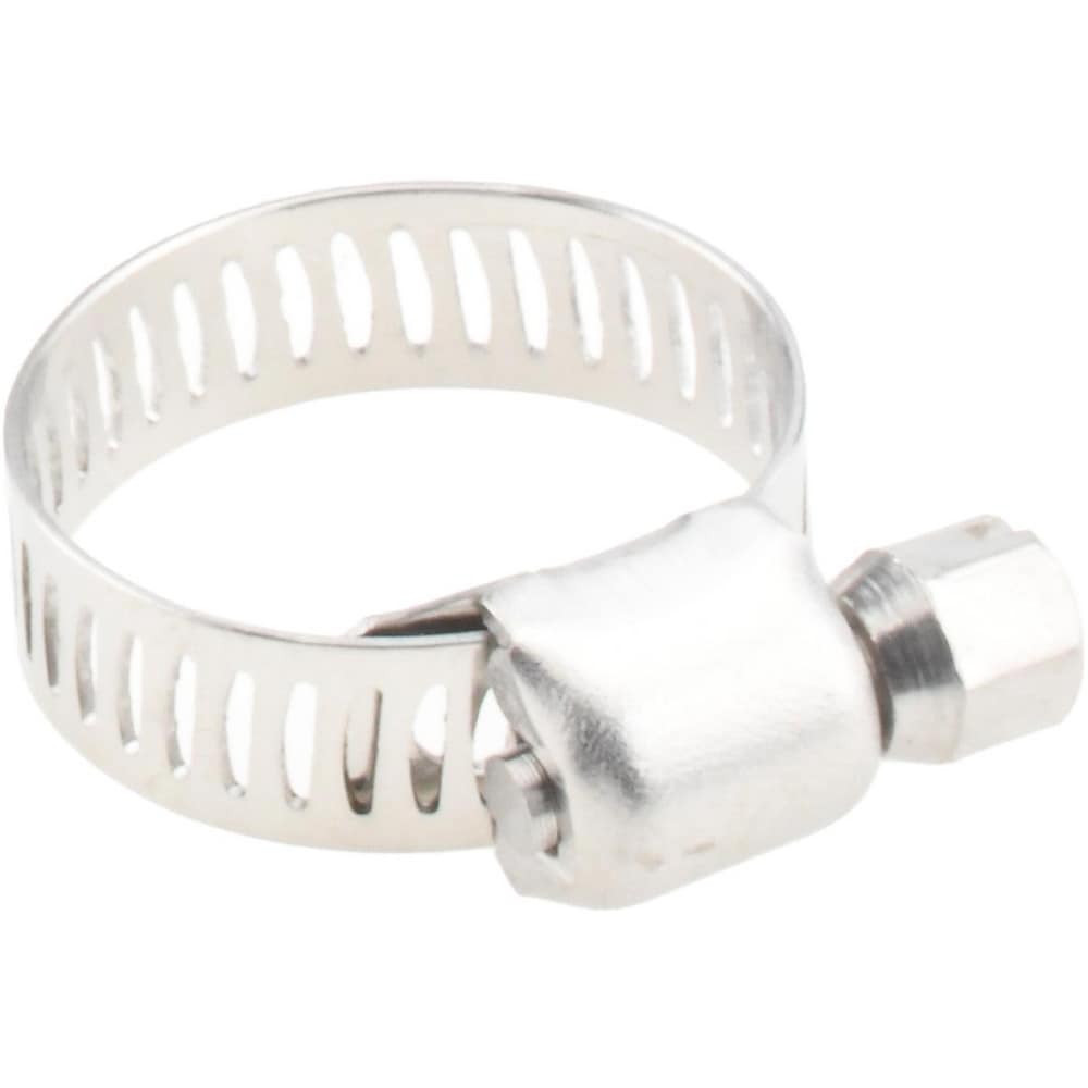 Worm Gear Clamp: SAE 6, 5/16 to 7/8" Dia, Stainless Steel Band