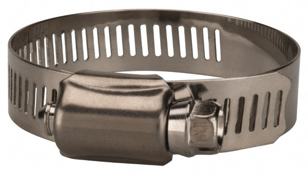 Worm Gear Clamp: SAE 28, 1-1/4 to 2-1/4" Dia, Stainless Steel Band