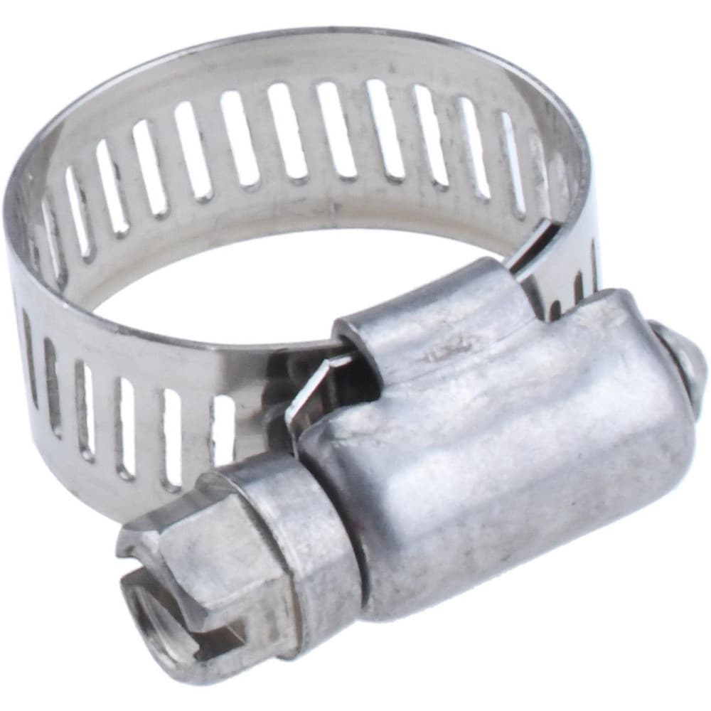 Worm Gear Clamp: SAE 6, 3/8 to 7/8" Dia, Stainless Steel Band