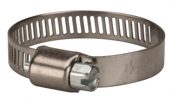 Worm Gear Clamp: SAE 16, 1/2 to 1-1/2" Dia, Stainless Steel & Carbon Steel Band