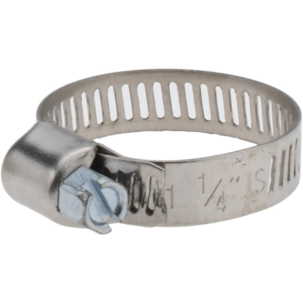 Worm Gear Clamp: SAE 12, 1/2 to 1-1/4" Dia, Stainless Steel & Carbon Steel Band