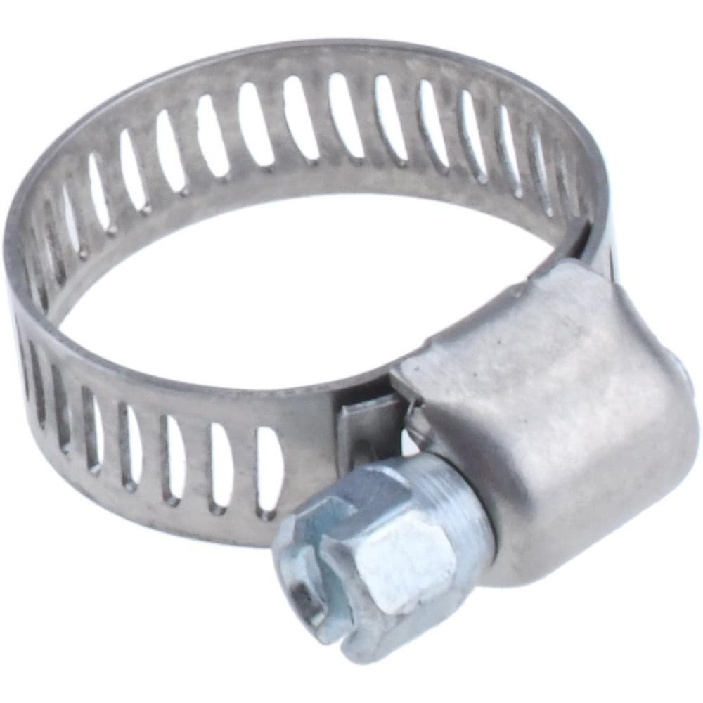 Worm Gear Clamp: SAE 6, 5/16 to 7/8" Dia, Stainless Steel & Carbon Steel Band