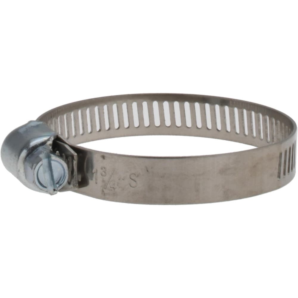 Worm Gear Clamp: SAE 20, 3/4 to 1-3/4" Dia, Stainless Steel & Carbon Steel Band