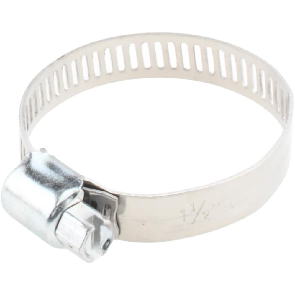 Worm Gear Clamp: SAE 16, 3/4 to 1-1/2" Dia, Stainless Steel & Carbon Steel Band