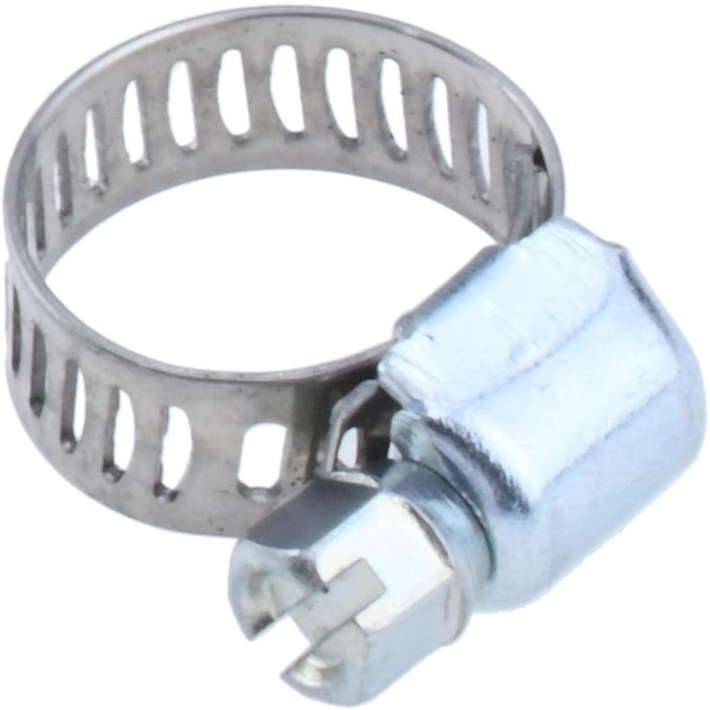 Worm Gear Clamp: SAE 4, 1/4 to 5/8" Dia, Stainless Steel & Carbon Steel Band