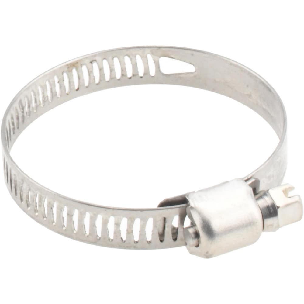 Worm Gear Clamp: SAE 20, 3/4 to 1-3/4" Dia, Stainless Steel Band