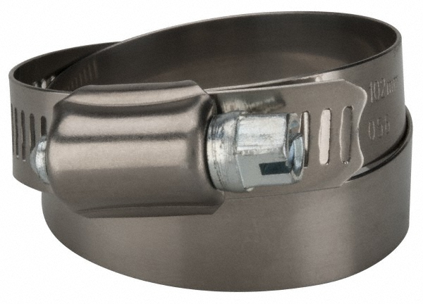 Worm Gear Clamp: SAE 56, 3 to 4" Dia, Stainless Steel & Carbon Steel Band - 1/2" Wide