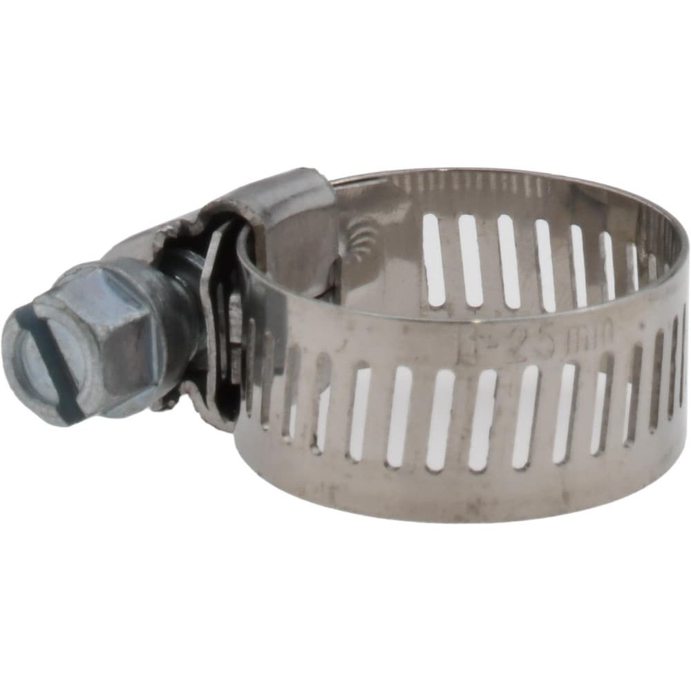 Worm Gear Clamp: SAE 8, 7/16 to 1" Dia, Stainless Steel & Carbon Steel Band