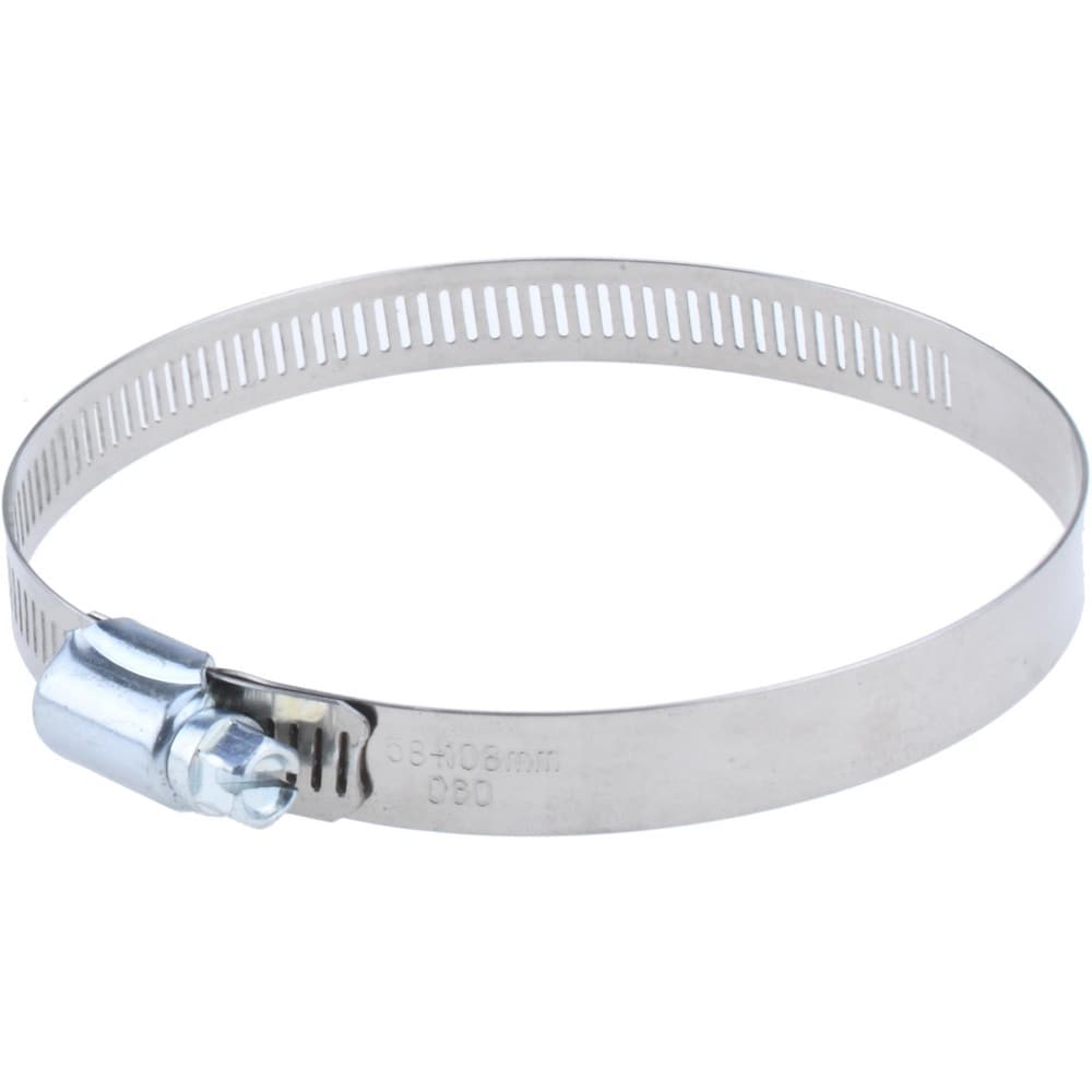 Worm Gear Clamp: SAE 60, 3-1/4 to 4-1/4" Dia, Stainless Steel & Carbon Steel Band