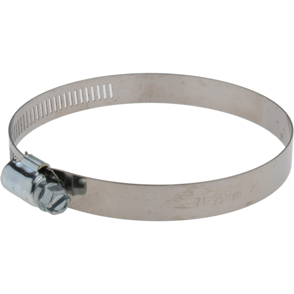 Worm Gear Clamp: SAE 52, 2-3/4 to 3-3/4" Dia, Stainless Steel & Carbon Steel Band