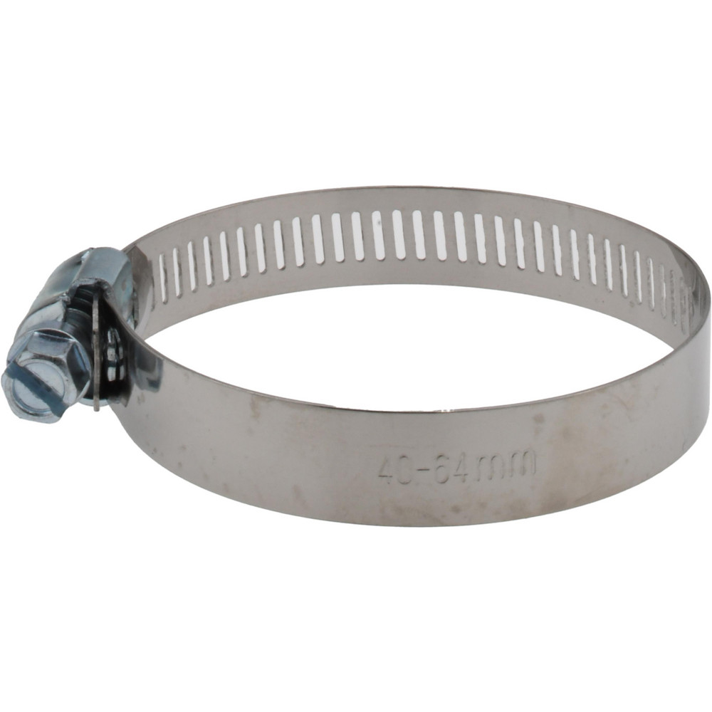 Worm Gear Clamp: SAE 32, 1-1/2 to 2-1/2" Dia, Stainless Steel & Carbon Steel Band