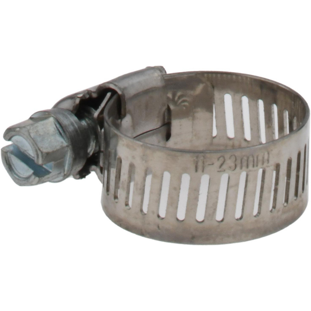 Worm Gear Clamp: SAE 6, 3/8 to 7/8" Dia, Stainless Steel & Carbon Steel Band