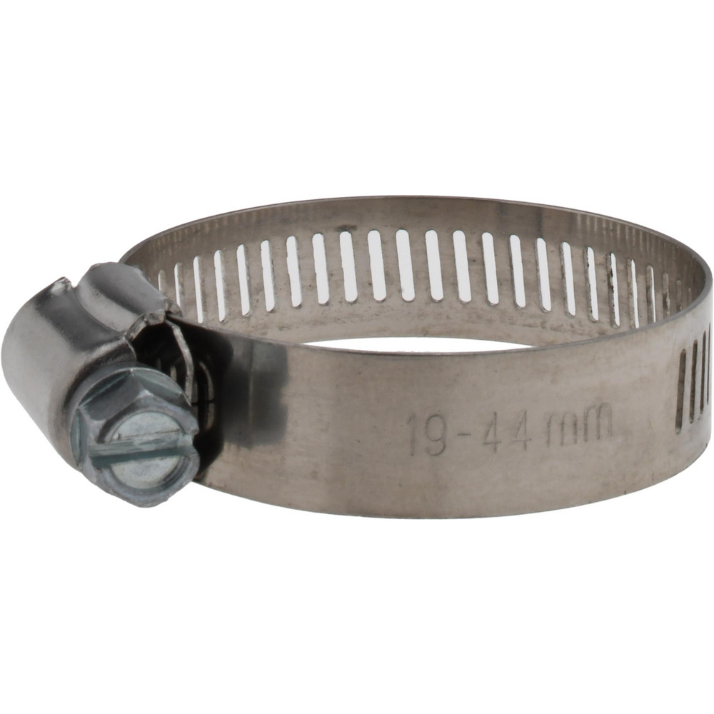 Worm Gear Clamp: SAE 20, 3/4 to 1-3/4" Dia, Stainless Steel & Carbon Steel Band