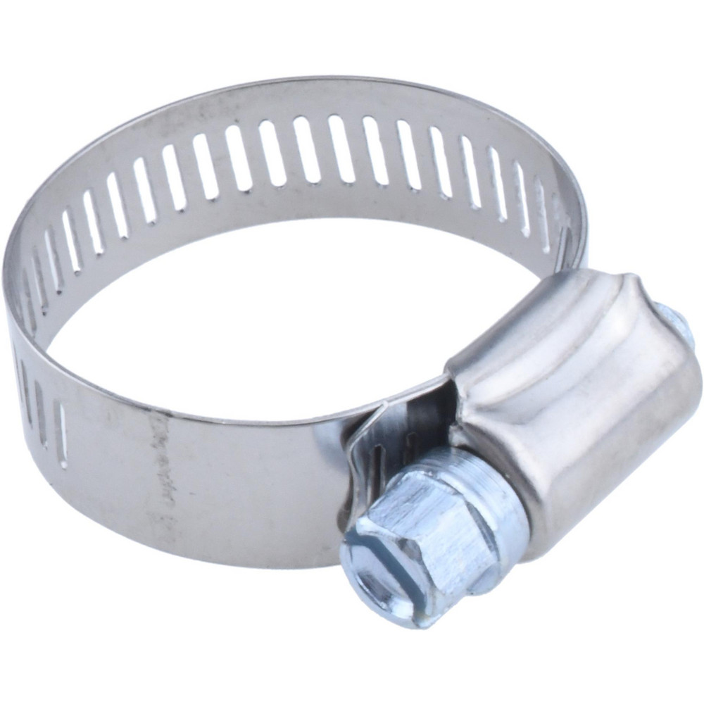 Worm Gear Clamp: SAE 16, 11/16 to 1-1/2" Dia, Stainless Steel & Carbon Steel Band