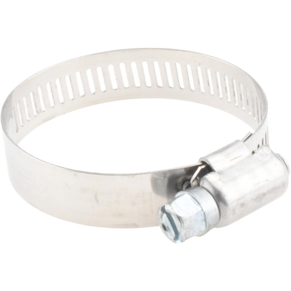 Worm Gear Clamp: SAE 24, 1 to 2" Dia, Stainless Steel & Carbon Steel Band