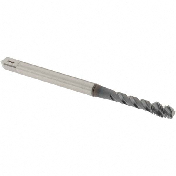 Spiral Flute Tap: M3.5x0.60 Metric Coarse, 3 Flutes, Modified Bottoming, 6H Class of Fit, Vanadium High Speed Steel, TICN Coated