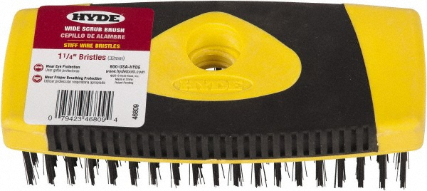 Wire Surface Preparation Brush - 1-1/4" Bristle Length, 3/4" Wide, Plastic Overmold Handle