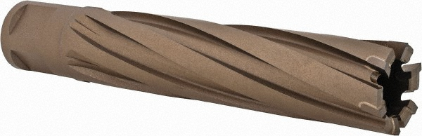 Annular Cutter: 13/16" Dia, 3" Depth of Cut, Carbide Tipped - 3/4" Shank Dia, 2 Flats, Oxide & Straw Finish