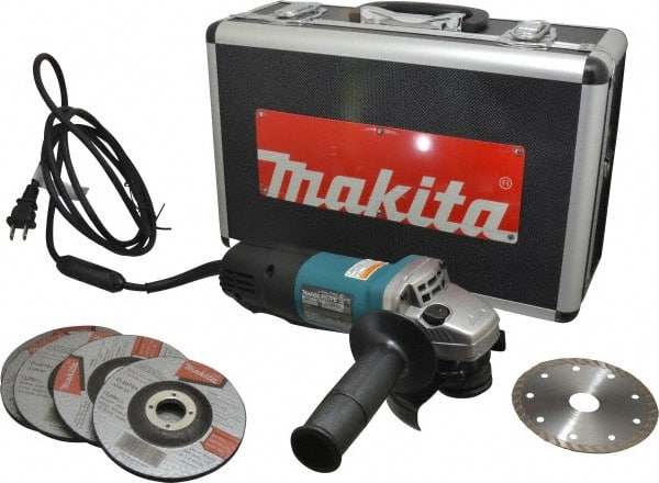 Makita 9557PBX1 Corded Angle Grinder: 4-1/2" Wheel Dia, 10,000 RPM, 5/8-11 Spindle 