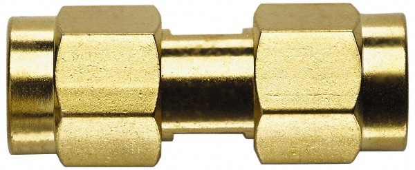 Coaxial Connectors; Connector Type: Plug x Plug Coupler ; Impedance (Ohms): 50 ; Body Orientation: Straight ; Finish: Gold ; Contact Material: Brass ; Contact Plating: Gold