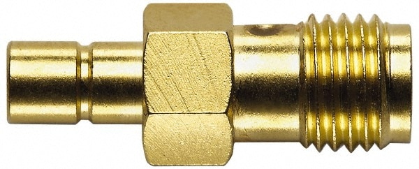 Coaxial Connectors; Connector Type: Jack x Plug Coupler ; Impedance (Ohms): 50 ; Body Orientation: Straight ; Finish: Gold ; Contact Material: Beryllium Copper; Brass ; Contact Plating: Gold