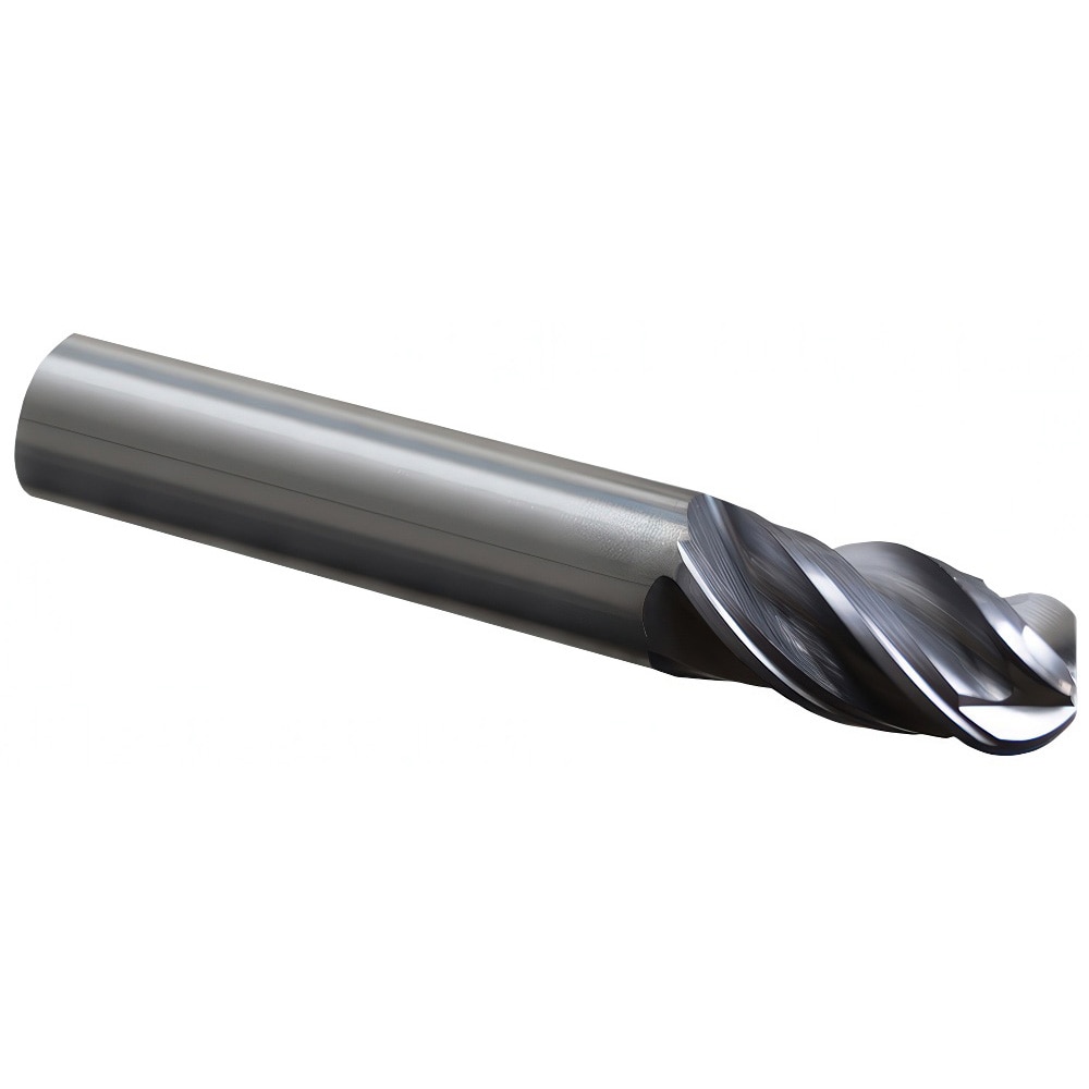 Ball End Mill: 1/2" Dia, 1" LOC, 4 Flute, Solid Carbide