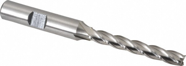 Hertel E2041016 Square End Mill: 1/4 Dia, 1-3/4 LOC, 3/8 Shank Dia, 3-9/16 OAL, 4 Flutes, Cobalt Image