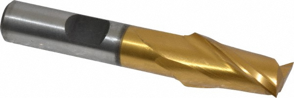 Hertel E4030901 Square End Mill: 1/2 Dia, 13/16 LOC, 3/8 Shank Dia, 2-1/2 OAL, 2 Flutes, Cobalt Image