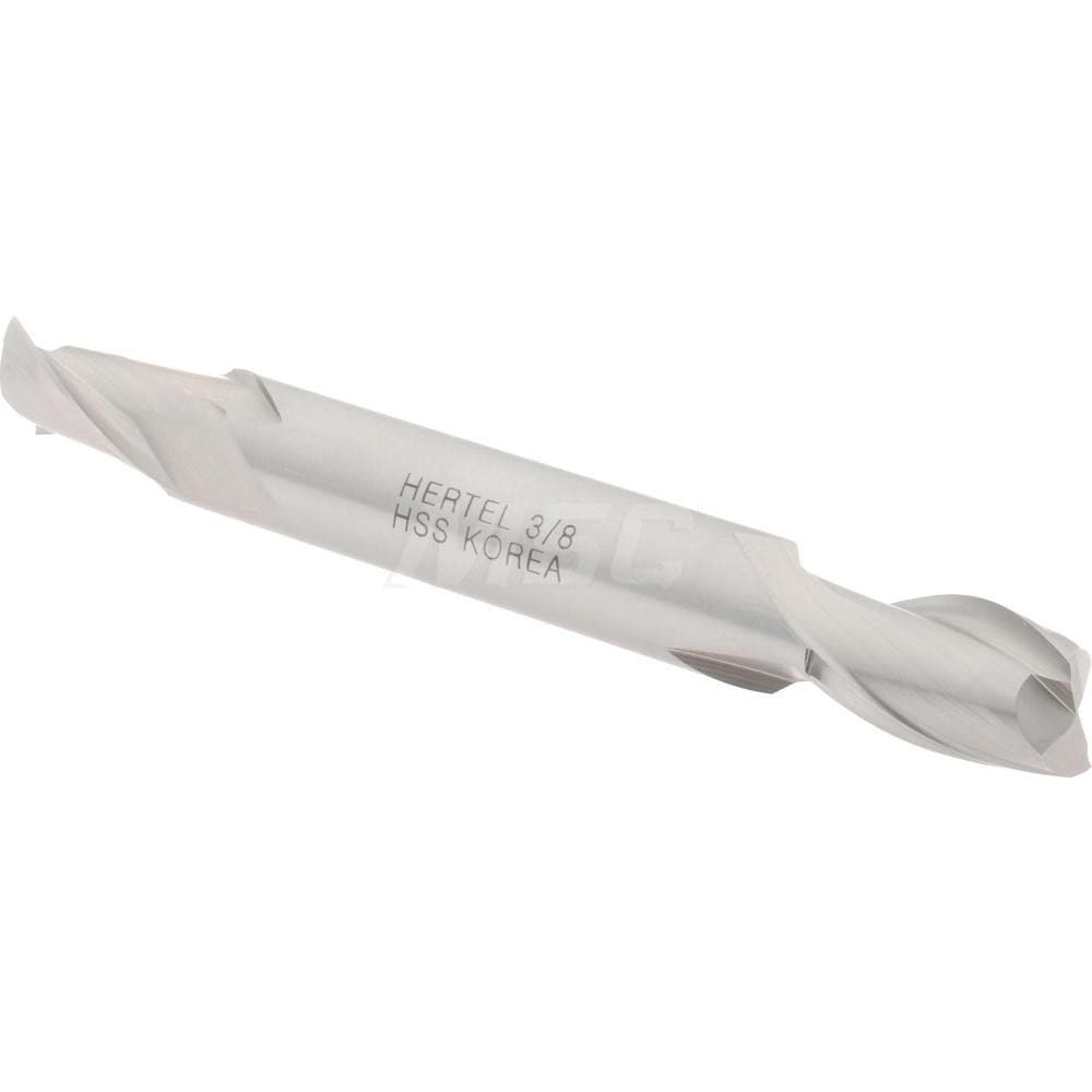 Hertel E1050024 Square End Mill: 3/8 Dia, 9/16 LOC, 3/8 Shank Dia, 3-1/8 OAL, 2 Flutes, High Speed Steel Image