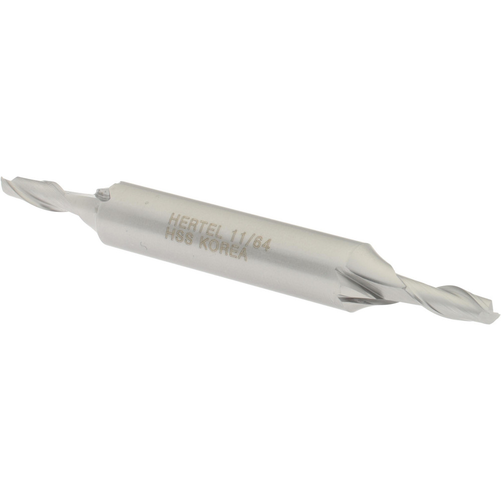 Hertel E1050011 Square End Mill: 11/64 Dia, 7/16 LOC, 3/8 Shank Dia, 3-1/8 OAL, 2 Flutes, High Speed Steel Image